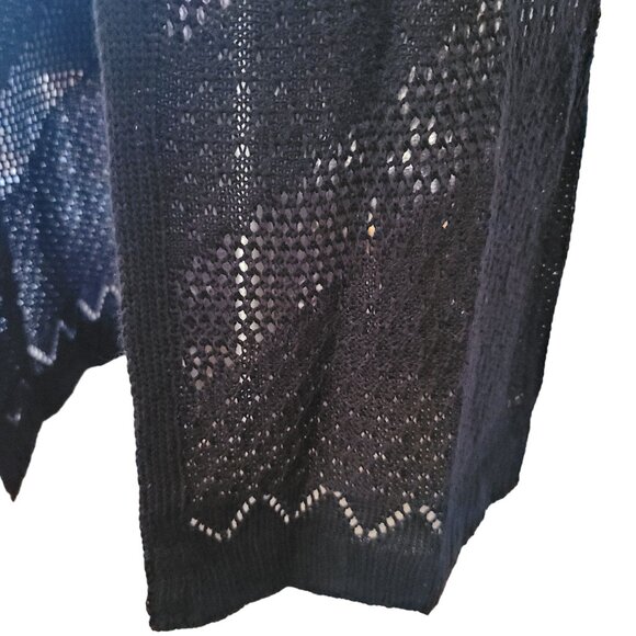 Womans Black Duster Hooked Up Open Knit Cardigan Sweater Size Small jj3597 - Picture 7 of 9